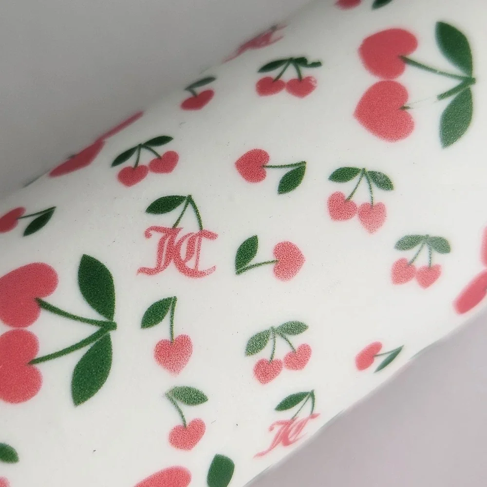Juicy Couture Mini Rolling Pin White Pink Heart Cherry Monogram Ceramic Wood Y2K